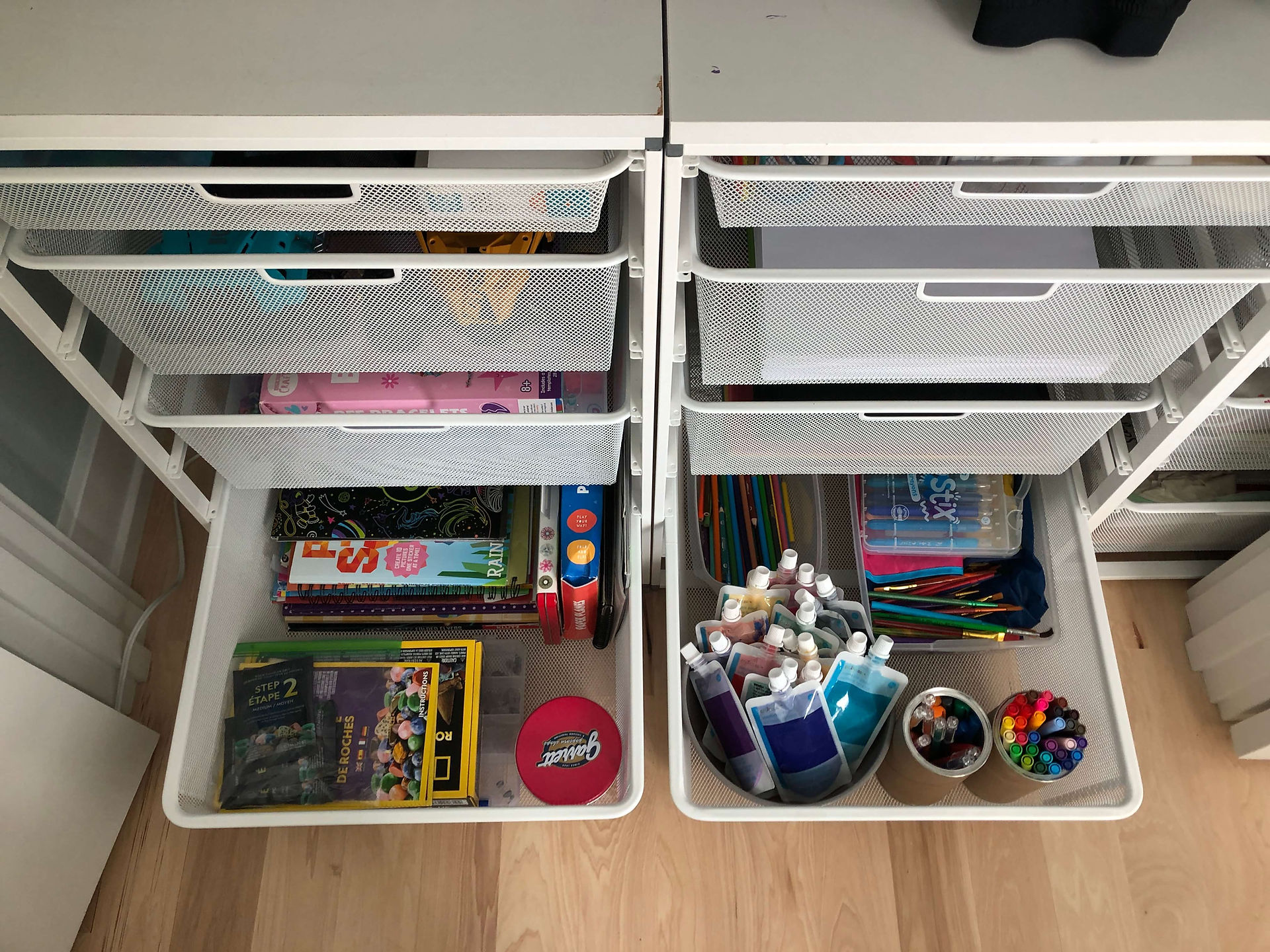 craft supplies organized in drawer