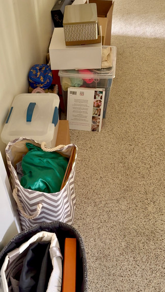 boxes of sentimental stuff lined up in hallway