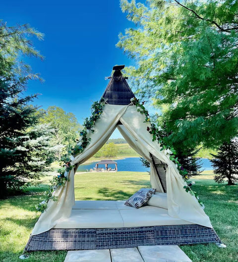 Tent with lake view