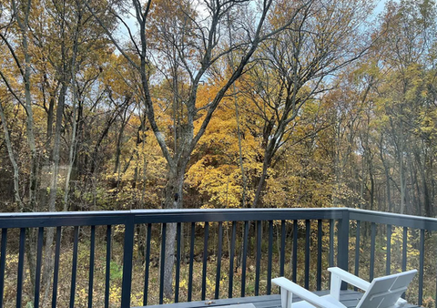 view of forest from outdoor deck