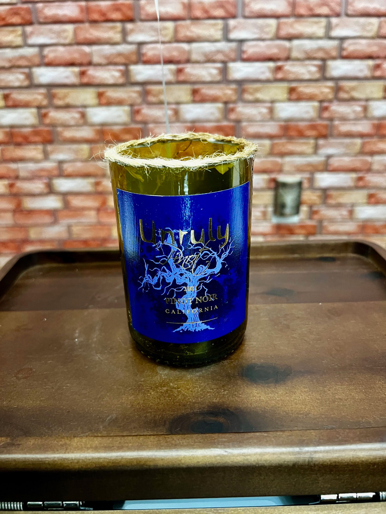 Botanical Reclaimed Glass Planter Vessel with Twine Rim