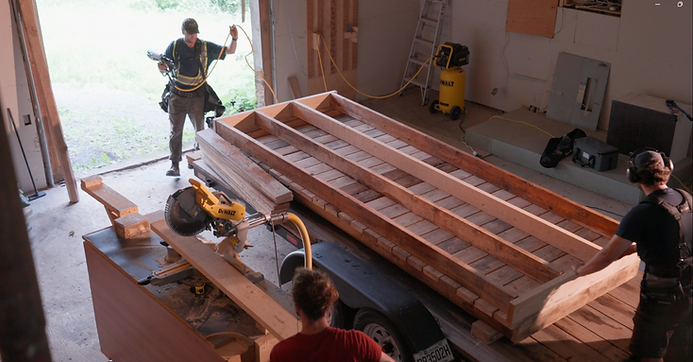 Préfabrication de passerelles en atelier , Montréal Aménagement de Sentier