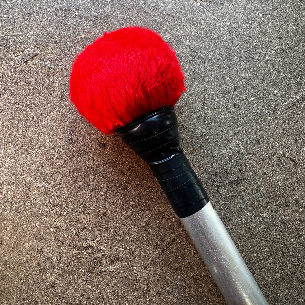 Thumbnail: Red head of Bass drum beater for Samba Reggae dobra drum.
