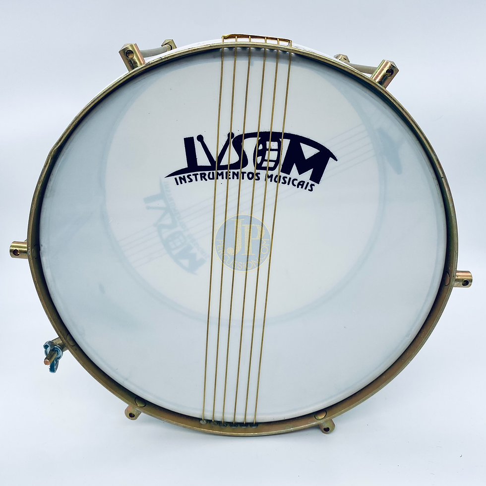 Double tuned ivsom caixa samba drum front view on white background.