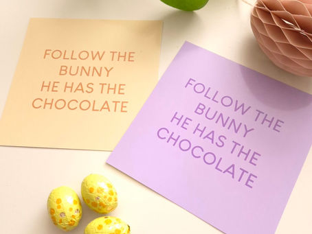 Follow the bunny he has the chocolate