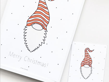 Gnome Kerst A4 poster en A6 kaart