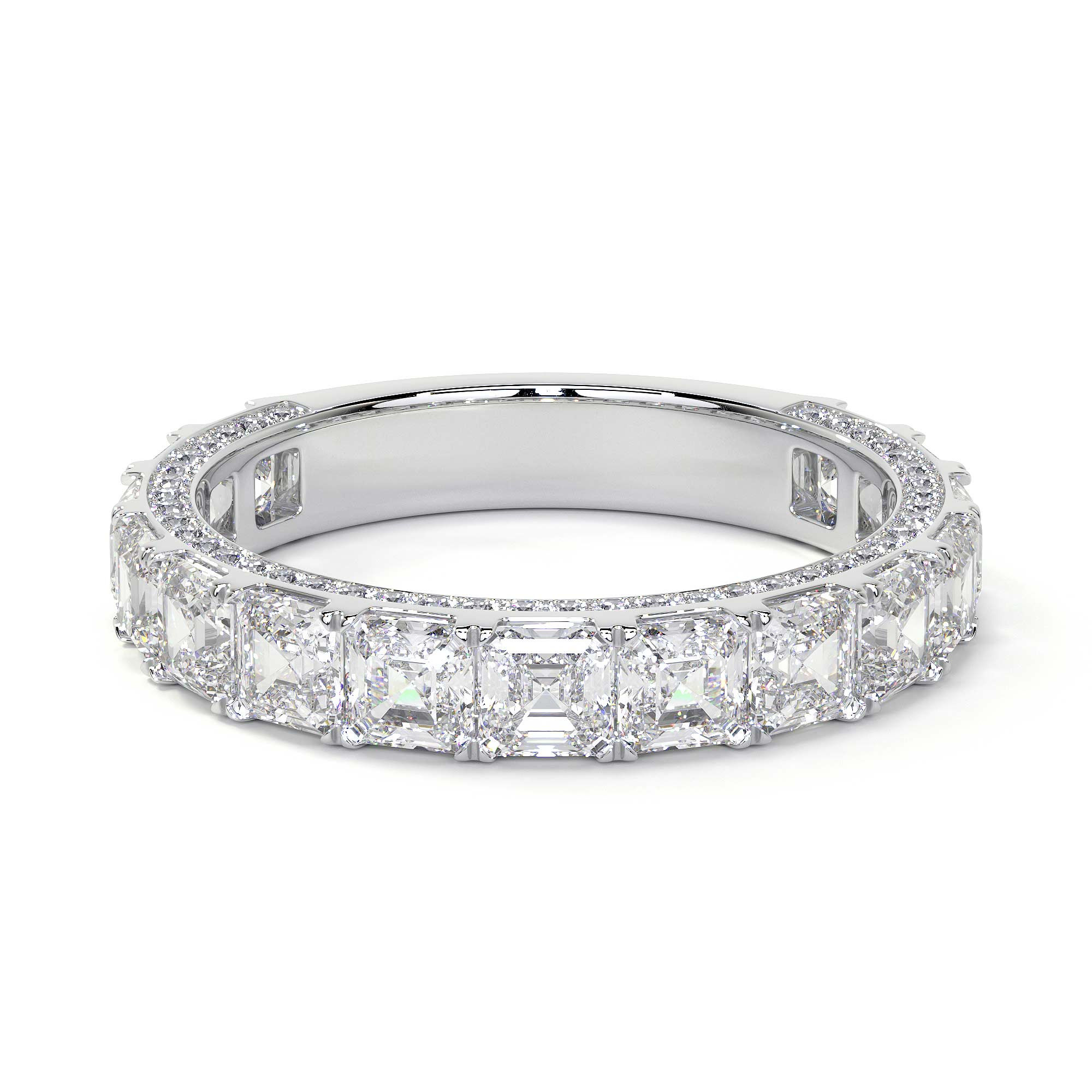Square Emerald Quartet Lab Diamond Eternity Band