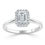 Thumbnail: emerald cut halo moissanite ring