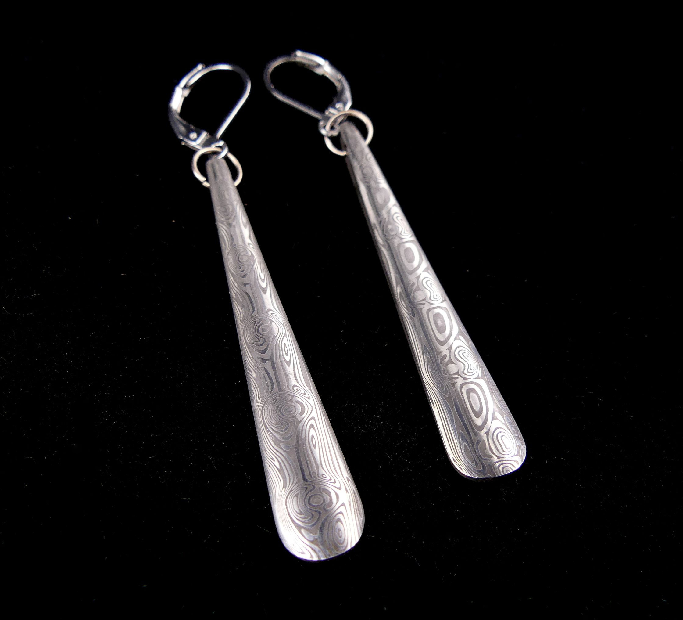 Boucles d'oreilles MTBlades - Acier Damas inox
