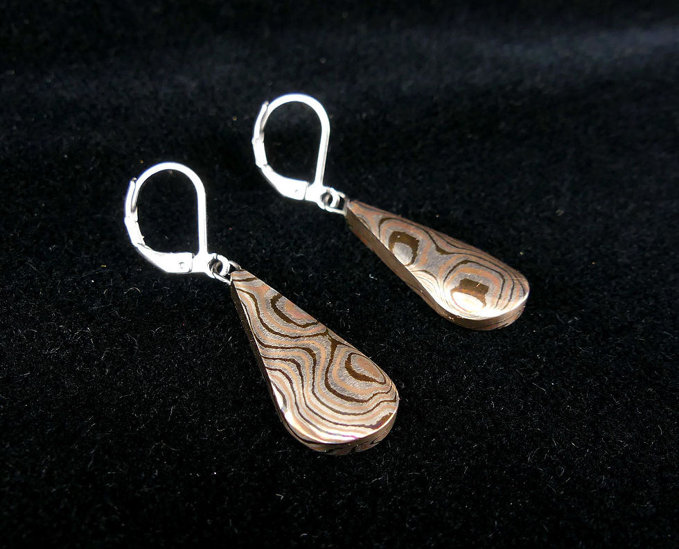 Miniature : Pièce unique - Boucles d'oreilles RÉVERSIBLES - Mokume Gane