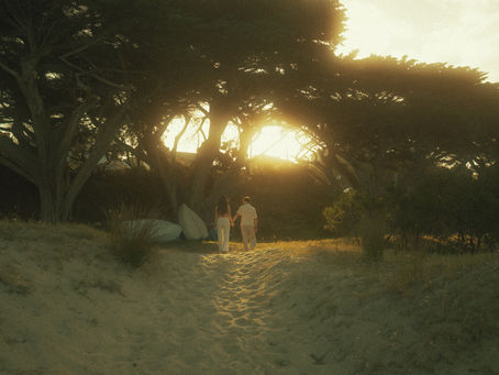 Couple walking on beach