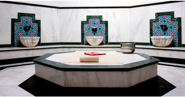 Inside the bathing area of a hammam