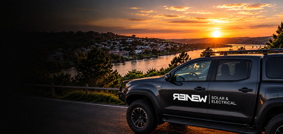 Renew Solar & Electrical ute overlooking Whanganui