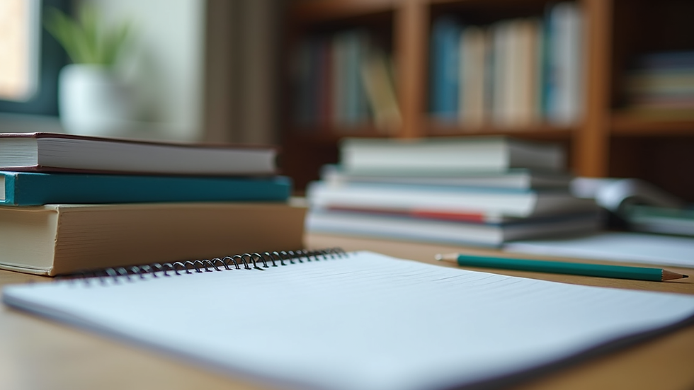 Close-up view of adolescent psychiatry textbooks and clinical notes on a desk