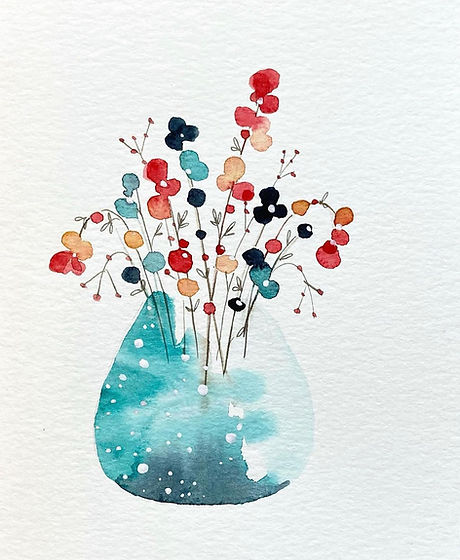 watercolor flowers in vase