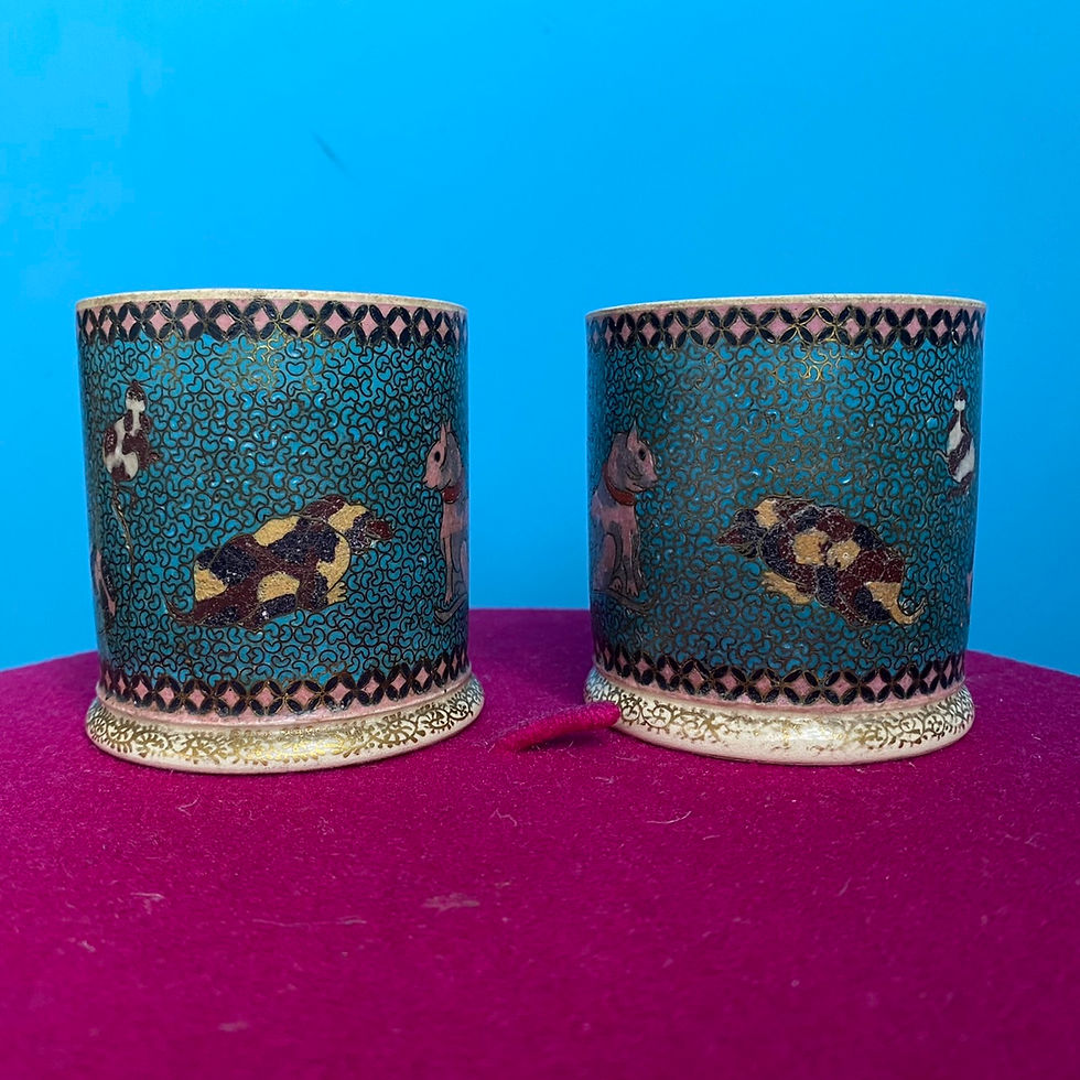 Thumbnail: A pair of cloisonné vases