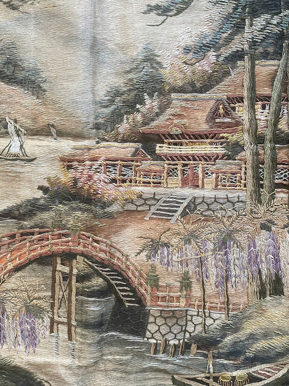 Japanese silk embroidered tapestry