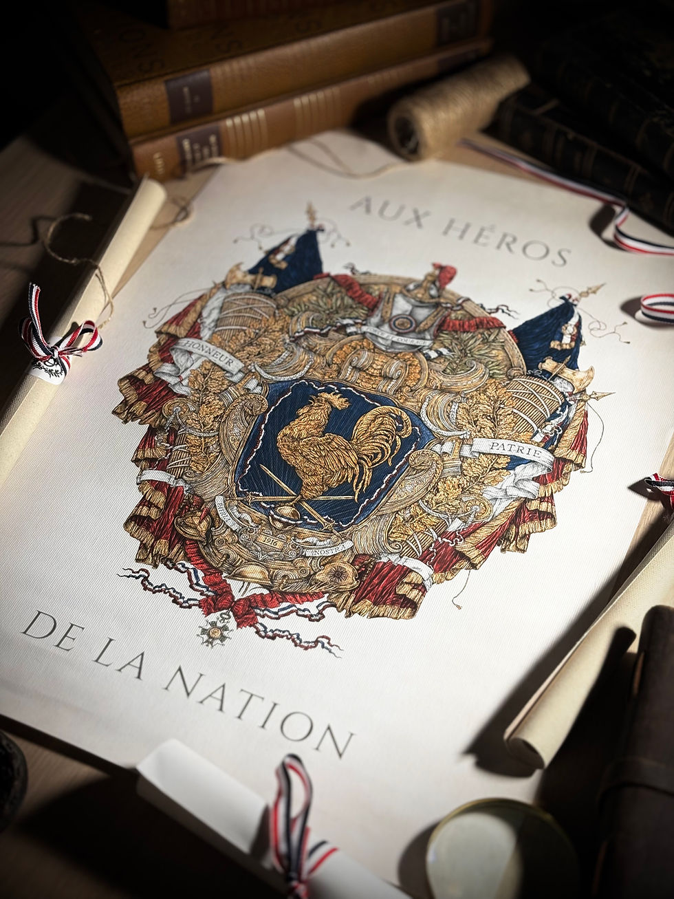 Miniature : BLASON PATRIOTE - GRANDE TOILE AVEC LE LIVRE D'OR DES POILUS