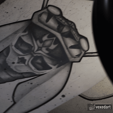 artist pencil drawings, insect art, cicada art