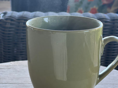 Steaming cup of tea