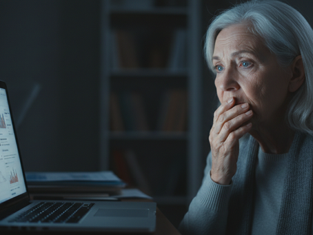 older adult discovering what Google knows about them on their laptop