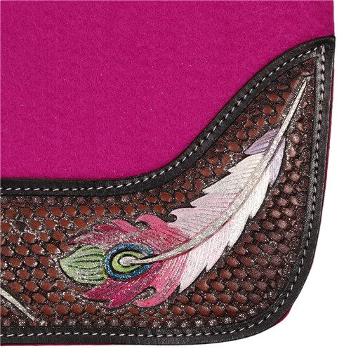 Thumbnail: Fort Worth Feather Tooled Felt Saddle Pad - 30" x 30"