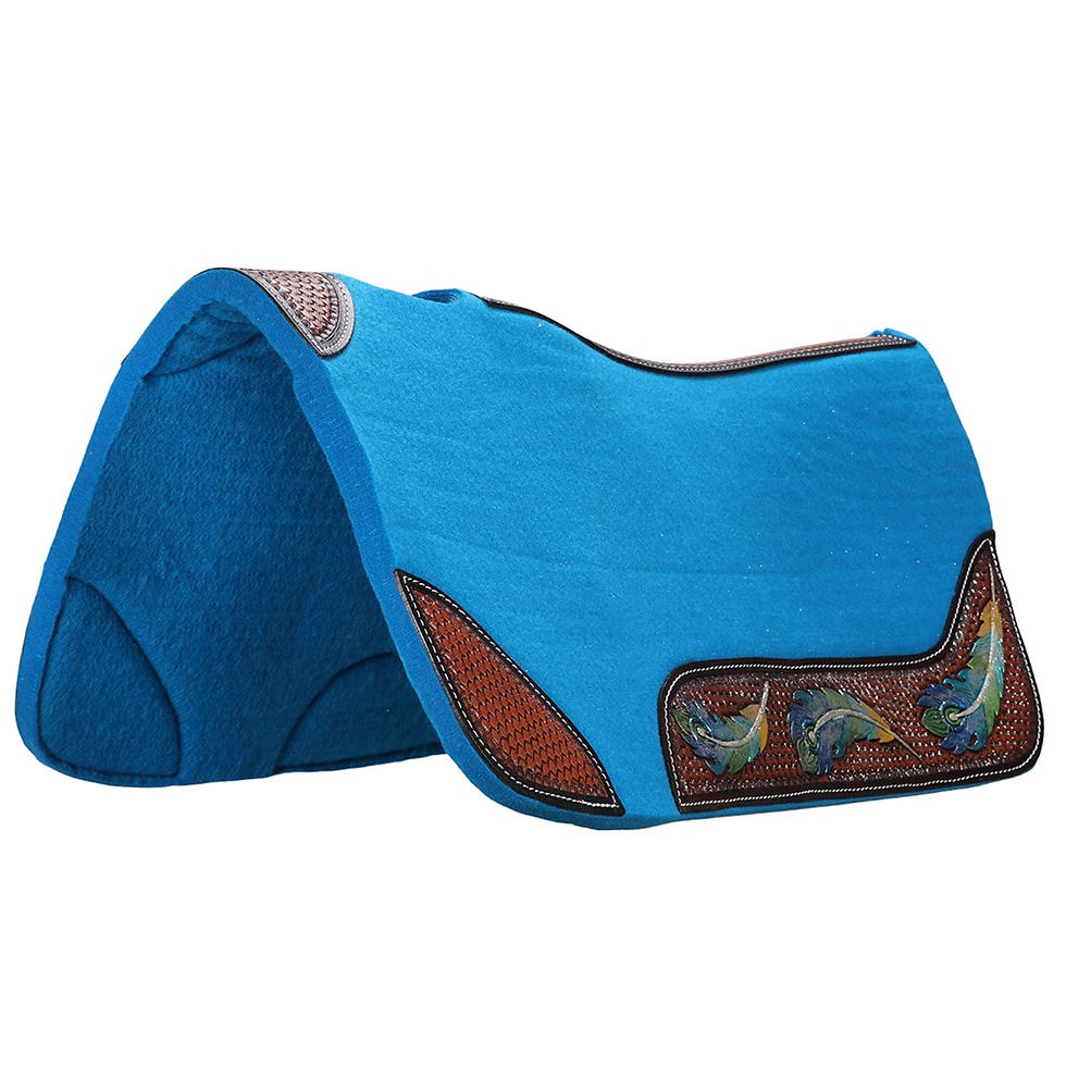 Thumbnail: Fort Worth Feather Tooled Felt Saddle Pad - 30" x 30"