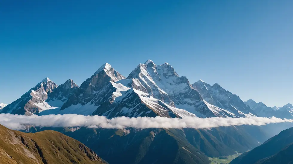 Panoramic view of a mountain range under a clear blue sky