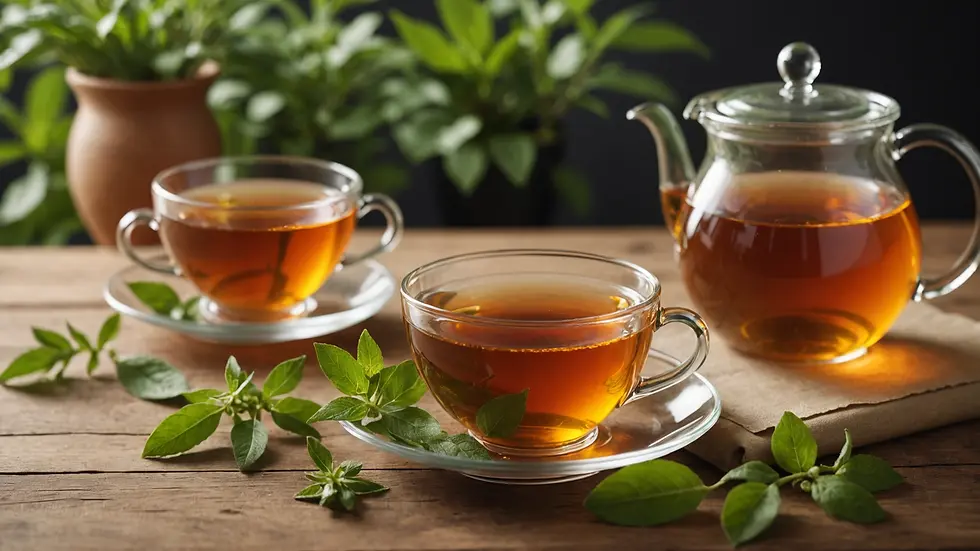 Eye-level view of soothing herbal tea
