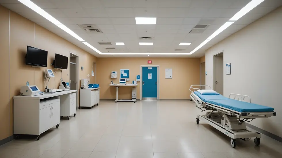 Eye-level view of a modern urban hospital