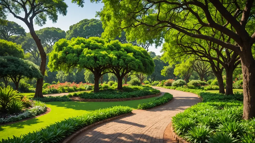Wide angle view of the lush Johannesburg Botanical Gardens