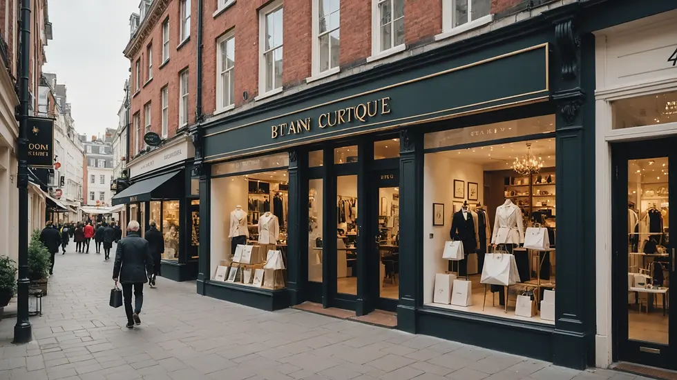 Eye-level view of boutique shops at 44 Stanley