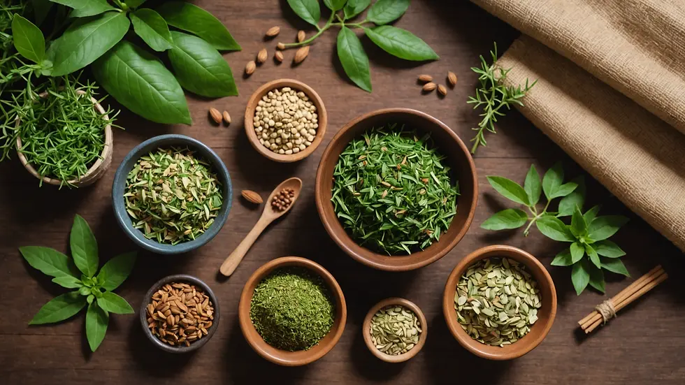 High angle view of a serene wellness space with herbal items