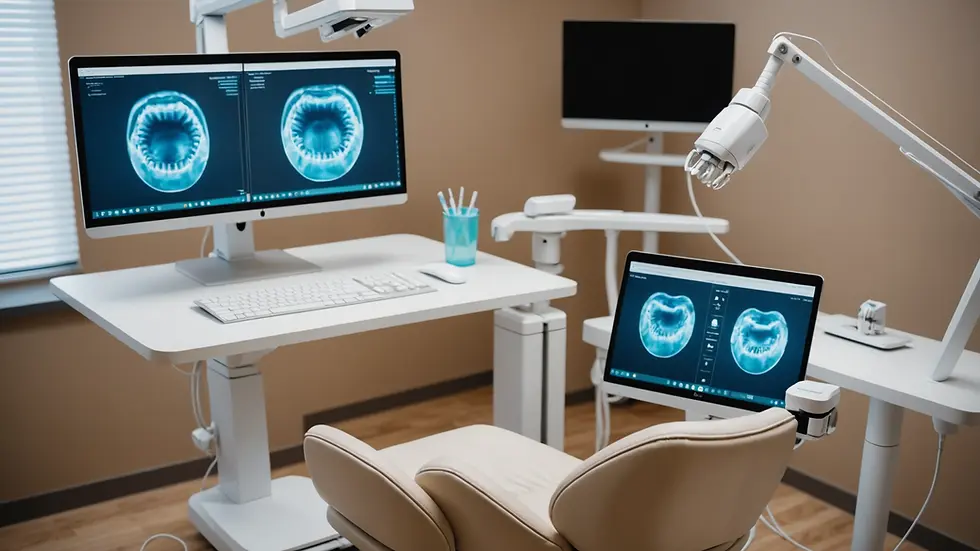 Close-up of an online dental consultation setup