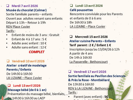 PROGRAMME FAMILLES - AVRIL 2026
