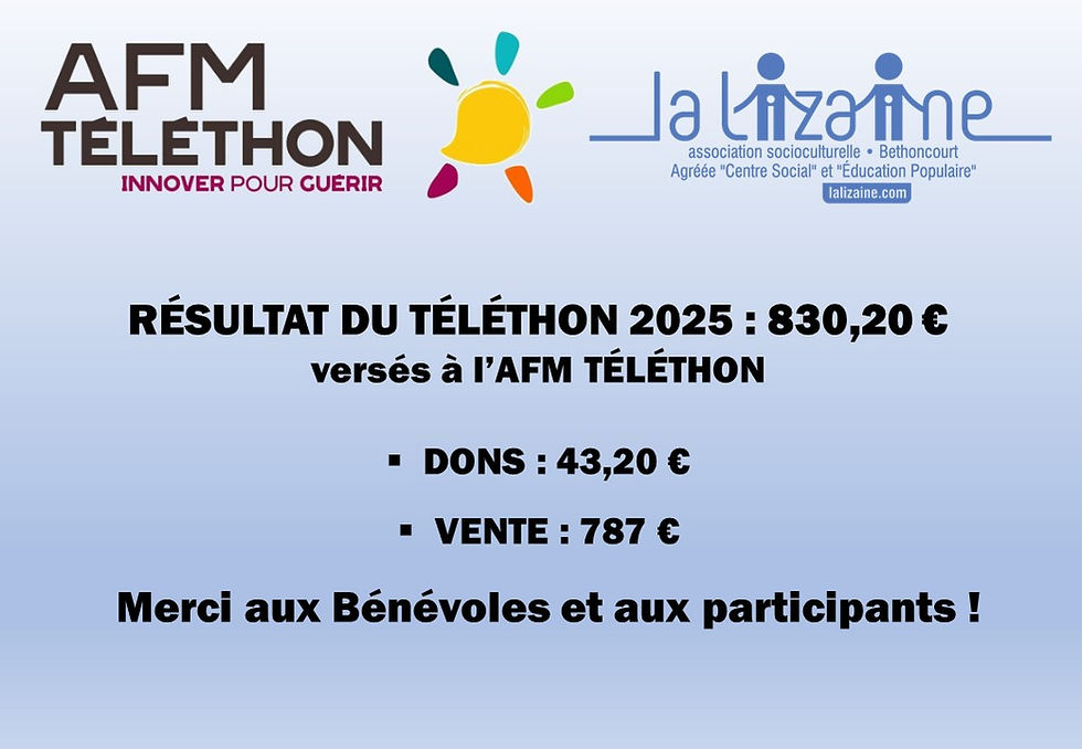 RÉSULTAT TÉLÉTHON 2025