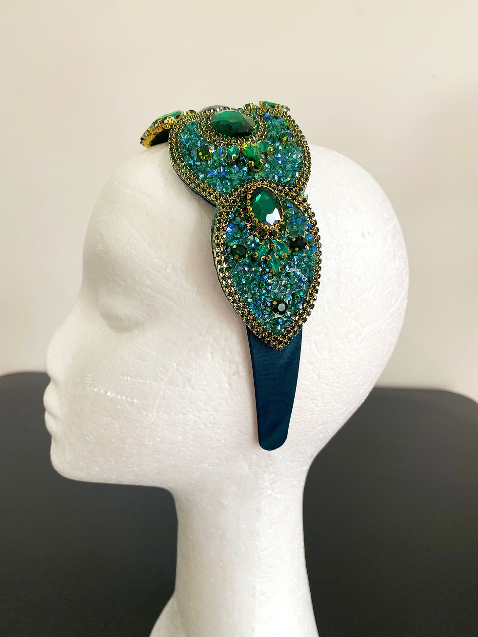 Thumbnail: H092 - Green Jeweled Headband