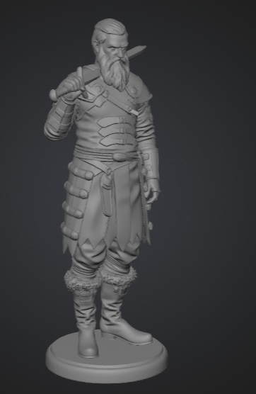 Thumbnail: Grayscale 3D model of a bearded warrior in armor
