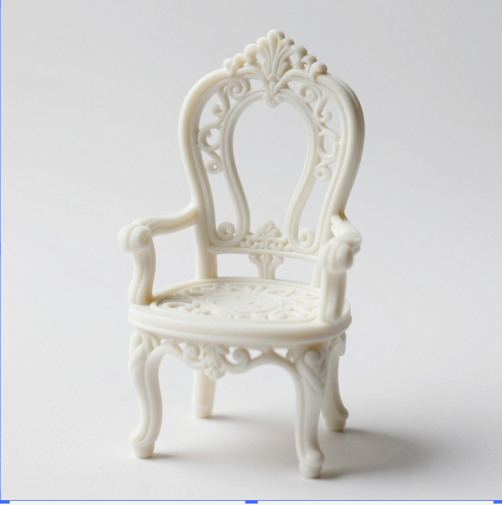 Miniature ornate white chair