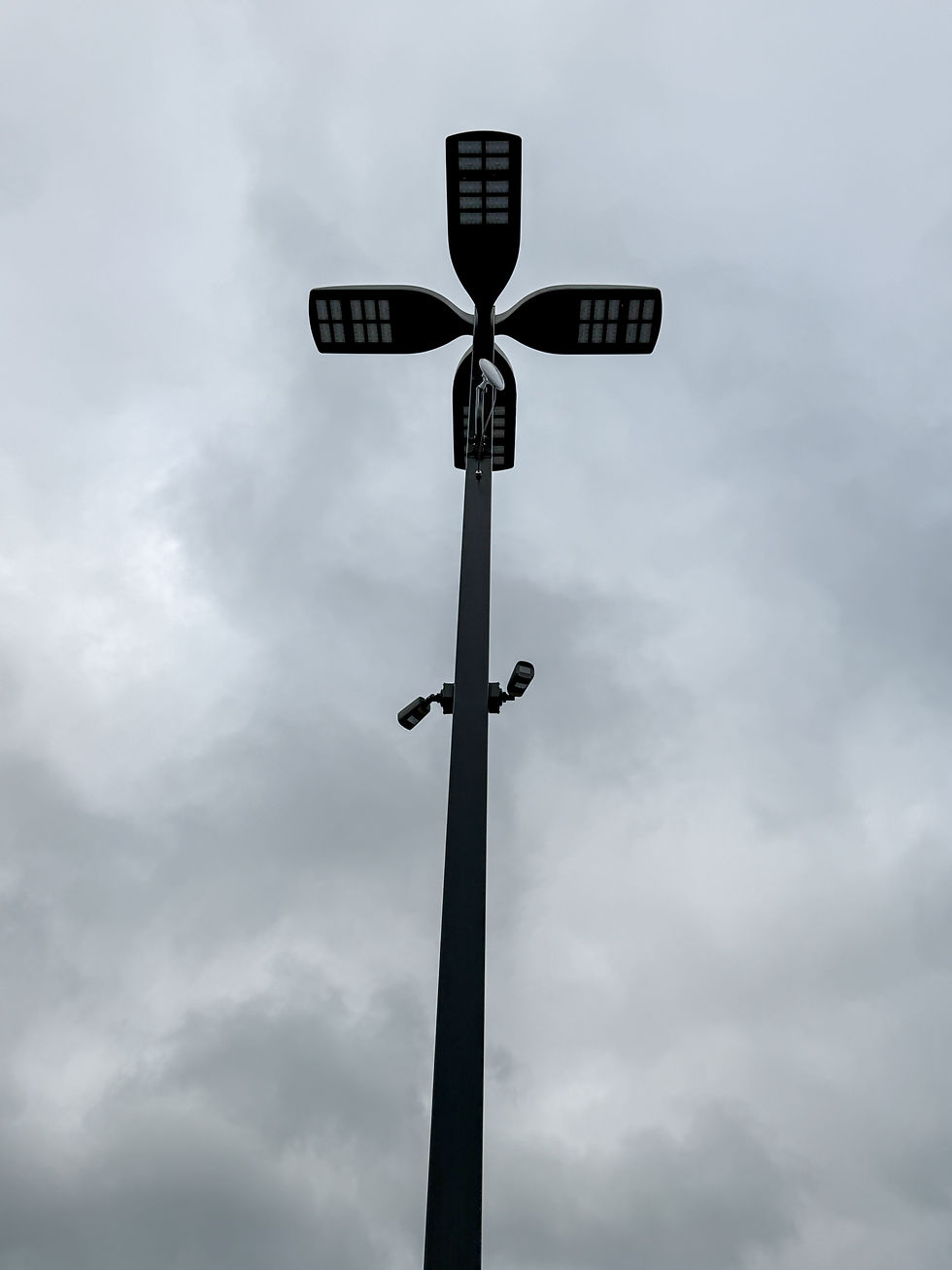 Security cameras installed by ATN Technology on a black light pole at Webb Genesis in Schererville, Indiana