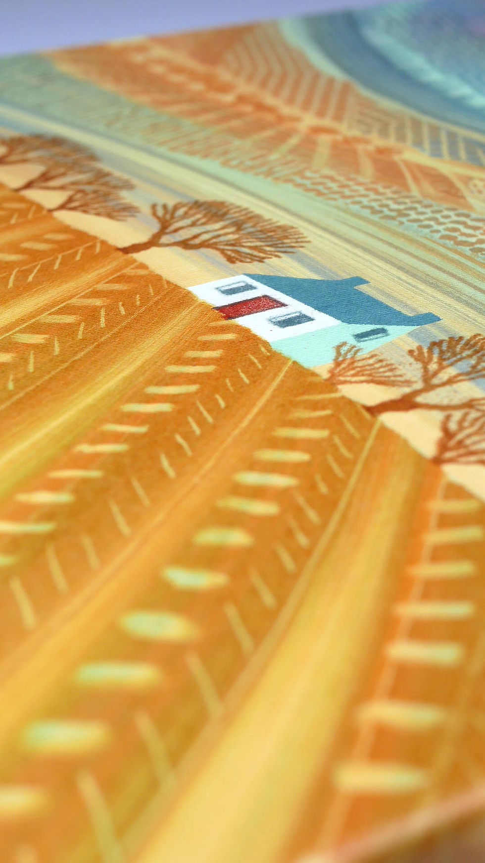Thumbnail: Heaven on earth colourful landscape canvas print printmaker rebecca vincent artist northumberland fields countryside