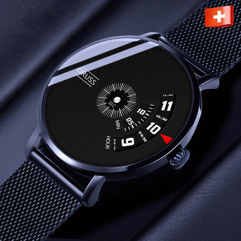 Miniatura: Men's Waterproof Automatic Steel Watch with Black Tech