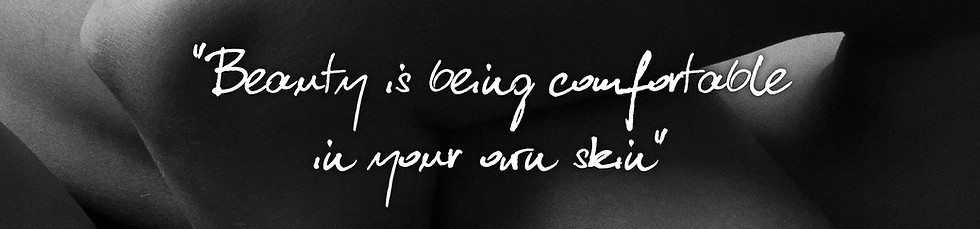 "Beauty is being comfortable in your own skin" quote on the dark background of the body silhouette