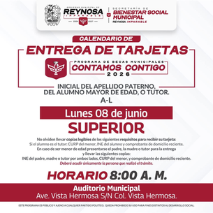 Carlos Peña Ortiz Convoca a Entrega de Tarjetas de Becas “Contamos Contigo 2026” en Reynosa