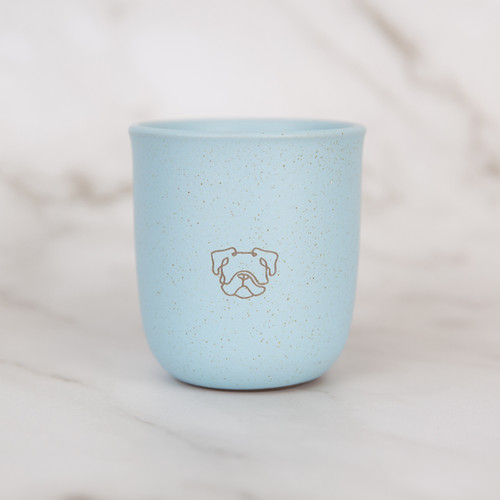 Blue Ceramic Bulldog flat white Mug | Arf & Win