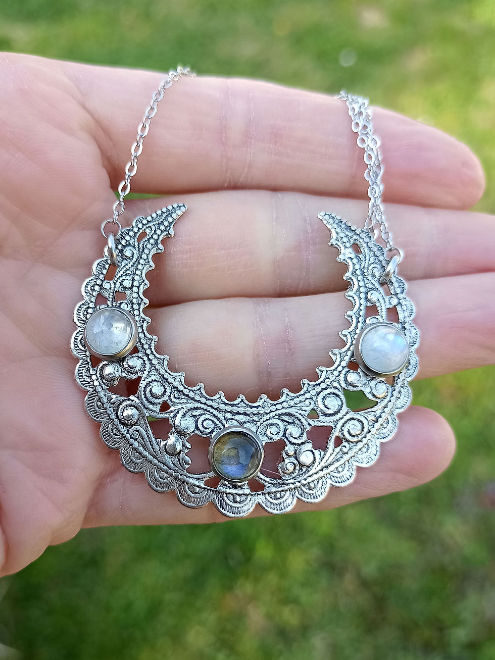 Miniature : Collier Elfique Astral en Labradorite et Péristérite
