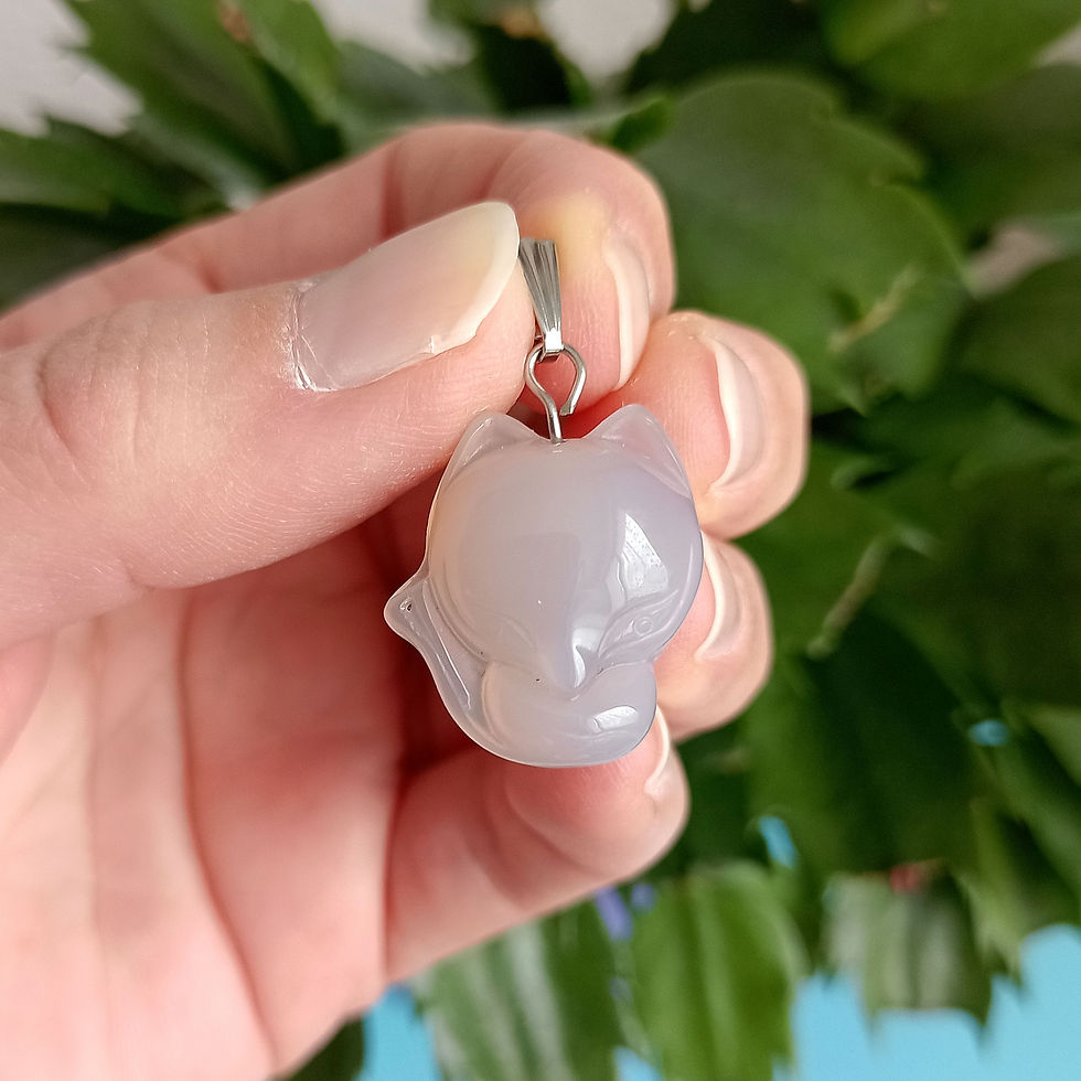 Miniature : Pendentif Renard en agate grise