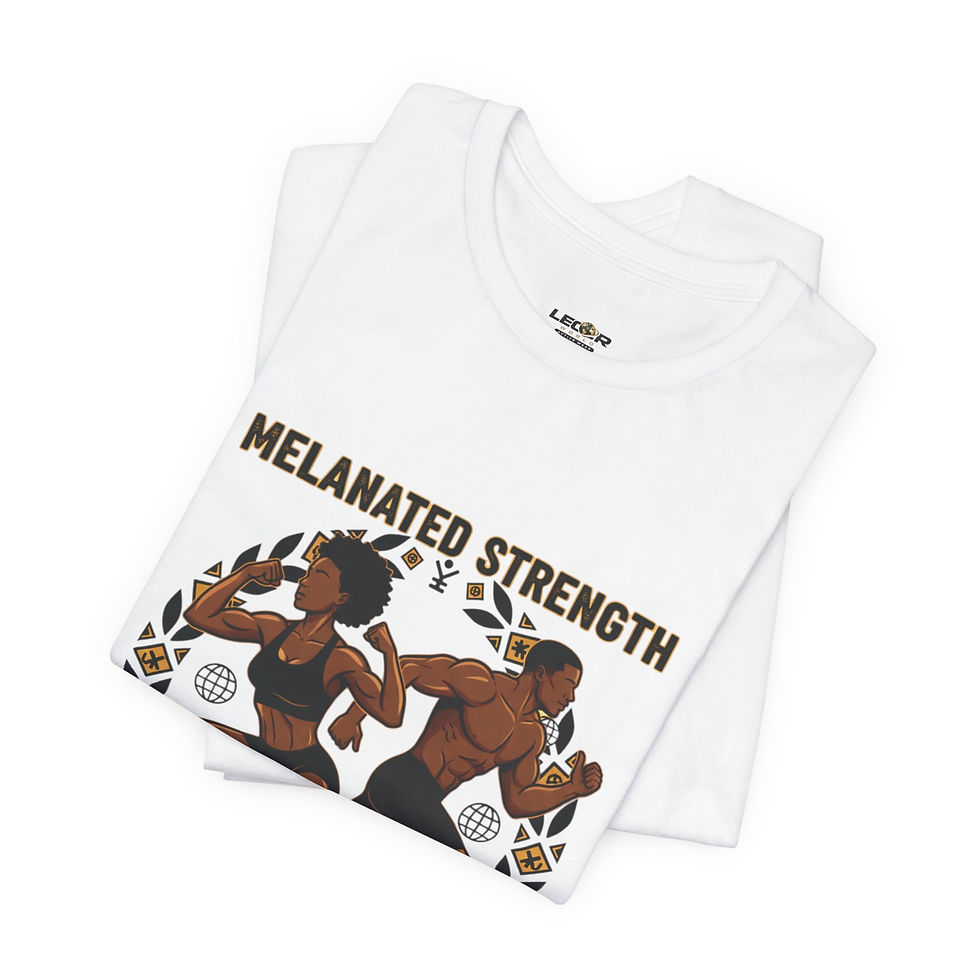 Thumbnail: Melanated Strength Worldwide T-Shirt | Built Different Trained Harder