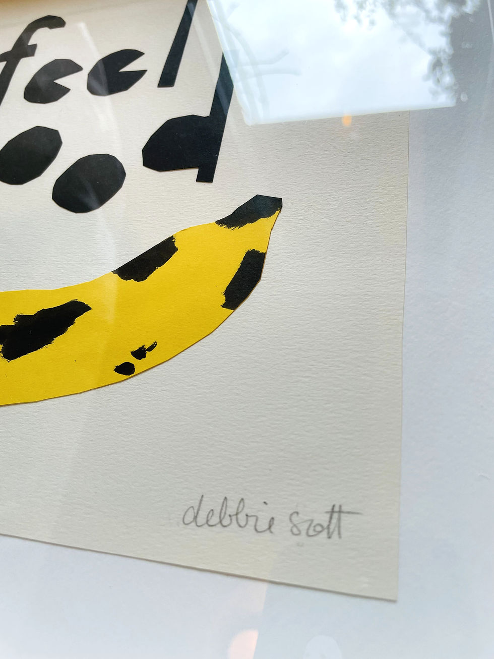 Miniature : Trio d'oeuvres collages papier encadrées "Bananas" (35 x 35cm)