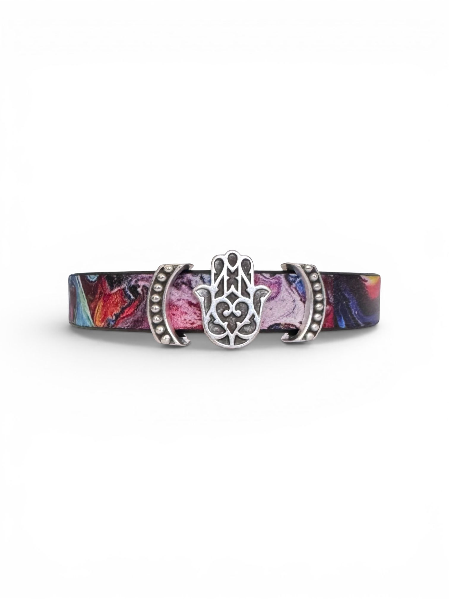 Hamsa Print Leather Bracelet